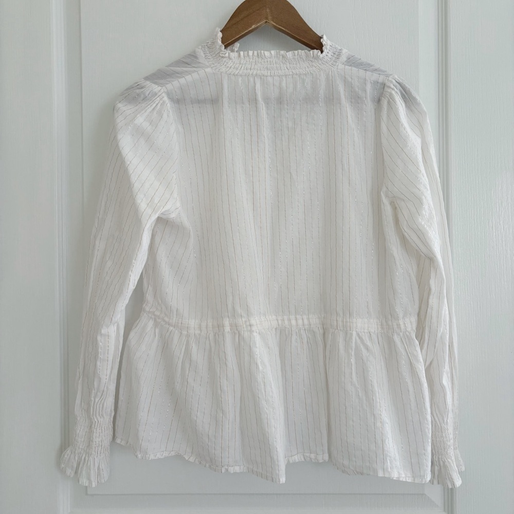 Emerson Fry India Collection Metallic Gold Striped Peplum Blouse XS - Picture 5 of 7